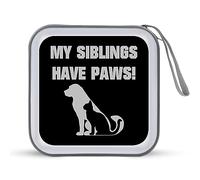 My Sibling Has Paws - Divertida funda organizadora para CD con capacidad para 40 discos de DVD, bolsa organizadora para coche, hogar, viajes