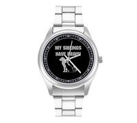 My Sibling Has Paws - Reloj de pulsera de cuarzo de acero inoxidable con números arábigos para hombres y mujeres, Estilo:, regular, MHXYZHW