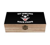 My Sibling Have Paws - Caja de almacenamiento de madera para tesoros de 7.9 x 3.7 x 2.3 pulgadas, cajas de recuerdo con tapa con bisagras y cierre frontal