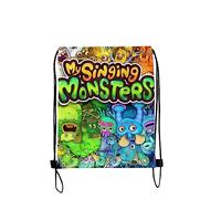 My Singing Monsters - Bolsa con cordón, diseño de dibujos animados en 3D, para gimnasio, natación, escuela, niño, niña, 48 x 32 cm, adecuada para deportes, yoga, viajes