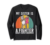 My Sister Is a Fighter Breast Cancer Awareness Support Gifts Manga Larga
