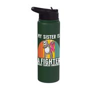 My Sister Is a Fighter Breast Cancer Awareness Support Gifts Stainless Steel Insulated Water Bottle