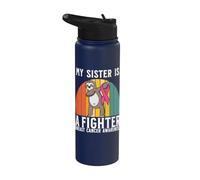 My Sister Is a Fighter Breast Cancer Awareness Support Gifts Stainless Steel Insulated Water Bottle