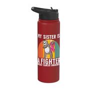 My Sister Is a Fighter Breast Cancer Awareness Support Gifts Stainless Steel Insulated Water Bottle