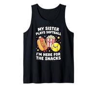 My Sister Plays Softball I'm Here For Snacks Meme Design Camiseta sin Mangas