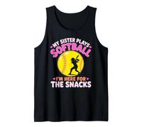 My Sister Plays Softball Snacks Juvenil Familia Juego de Pelota Fan Camiseta sin Mangas