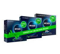 MY.SIZE 100 Preservativos 47 mm Megaset Classic+Mix+Pro | Tamaño 1 | Paquete económico de 100 unidades | Preservativo Premium extrafino | Sensible muy fino | Pared fina | Preservativos veganos