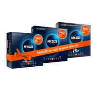 MY.SIZE 100 Preservativos 57 mm Megaset Classic+Mix+Pro | Tamaño 1 | Paquete económico de 100 unidades | Preservativo Premium extrafino | Sensible muy fino | Pared fina | Preservativos veganos