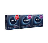 MY.SIZE Classic Condones paquete de prueba de 3 unidades | Ancho 60, 64, 69 mm | 3x3 Preservativos premium extra delgados | Ultra sensibles y delicados | Grosor 0,07 mm | Veganos