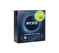 MY.SIZE Classic Condones talla 2 I Ancho 49 mm I Paquete de prueba 3 unidades I Preservativos premium extra delgados I Condones ultra sensibles y delicados I Grosor 0,07 mm I Condones veganos