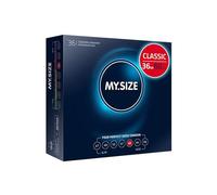 MY.SIZE Classic Condones talla 5 | Ancho 60 mm | Paquete grande 36 unidades | Preservativos premium extra delgados | Ultra sensibles y delicados | Grosor 0,07 mm | Veganos