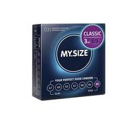 MY.SIZE Classic Condones talla 7 | Ancho 69 mm | Paquete de prueba 3 unidades | Preservativos premium extra delgados | Ultra sensibles y delicados | Grosor 0,07 mm | Veganos