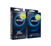My.SIZE Mix SET Tamaño 2, 49 mm: 10 condones clásicos + 10 condones en 4 emocionantes variedades, con aroma, color, con textura y clásicos