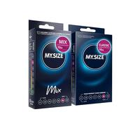 My.SIZE Mix SET Tamaño 6, 64 mm: 10 condones clásicos + 10 condones en 4 emocionantes variedades, con aroma, color, con textura y clásicos