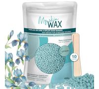 My Skin Wax - Perlas de Cera para Depilación Sin Bandas 400g, Hipoalergénico, Depilatoria Indolora Sin Enrojecimiento, Especial Para Pieles Sensibles Hombre Mujer, Depilar Facial, Brasileño, Verde