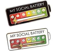My Social Battery - Pin esmaltado divertido para expresar el estado de ánimo con 7 niveles de emoji para regalo introvertido, ONE SIZE, Metal