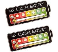 My Social Battery - Pin esmaltado divertido para expresar el estado de ánimo con 7 niveles de emoji para regalo introvertido, ONE SIZE, Metal