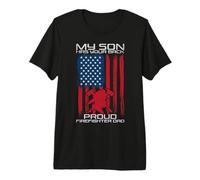 My Son Has Your Back Proud Firefighter Dad American Flag Camiseta Premium