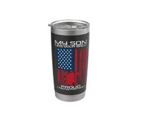 My Son Has Your Back Proud Firefighter Dad American Flag Vaso térmico de acero inoxidable de doble pared