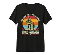 My Son Has Your Back Proud Firefighter Dad Fathers Day Camiseta Premium