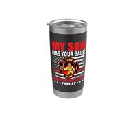 My Son Has Your Back Proud Firefighter Family American Flag Vaso térmico de acero inoxidable de doble pared