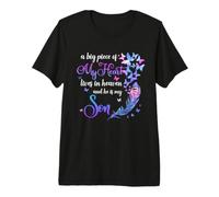 My Son Lives In Heaven Memorial Citas Amor Mamá Papá Coincidencia Camiseta Premium