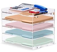 My Space Organizers Organizador de papel para archivos, bandeja de cartas para escritorio, suministros de oficina, almacenamiento de accesorios, acrílico transparente, para organización de escritorio
