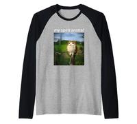 My Spirit Animal Funny Meowl Meme, Cat Owl Meme Camiseta Manga Raglan