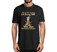 My Spirit Animal Is A Grumpy Goat Who Slaps Annoying People Funny 100% Cotton Summer Men's Novelty Oversized T-Shirt Women tee