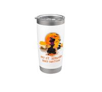 My St Bernard Rides Shotgun Dog and Witch Funny Halloween Vaso térmico de acero inoxidable de doble pared