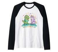 My Stick My Squad My Story Hockey sobre césped Unicorn Dino Camiseta Manga Raglan