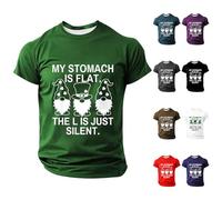 My Stomach is Flat The L is Just Silent St Patrick's Day Camisetas para hombre, divertidas camisetas de trébol de duende de manga corta, camisetas irlandesas del día de San Patricio, camiseta de