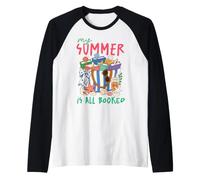 My Summer Is All Booked Beach Reading Club de Lectura de Vacaciones Camiseta Manga Raglan