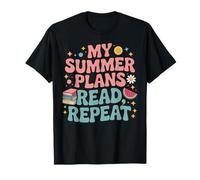 My Summer Plans Read, Repeat Book Lover Teacher Summer Camiseta