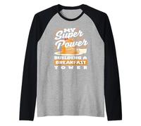My Super Power Pancakes Construyendo Una Torre de Desayuno Camiseta Manga Raglan