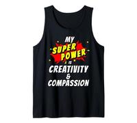My Superpower es Creatividad & Compasión Comic Positivity Camiseta sin Mangas