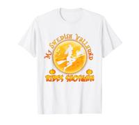 My Swedish Vallhund Rides Shotgun Dog Halloween Costume Camiseta gráfica económica, Hombre, Blanco, M