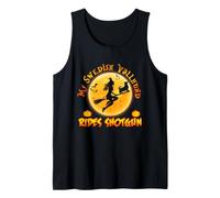My Swedish Vallhund Rides Shotgun Dog Halloween Costume Camiseta sin Mangas