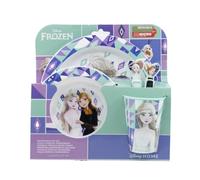 My sweety pop Frozen - Juego de vajilla infantil (5 piezas, plato de plato, cristal, tenedor, cuchara de la reina de las nieves)