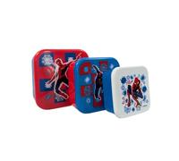My sweety pop - Juego de 3 cajas de merienda - Caja para aperitivos - Almuerzo para niños - Guardería - Escuela - Vacaciones - Comida - 11,5 cm (Spiderman - Rojo/Azul)