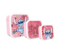 My sweety pop Juego de 3 Cajas de meriendas Caja de meriendas Fiambrera Stitch para niños Guardería Guardería Vacaciones Escolares Comidas 11,5 cm para niñas Rosa Idea de Regalo