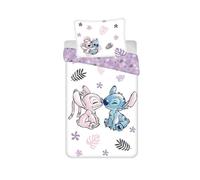My sweety pop - Juego de cama para niña Lilo&Stitch de 2 piezas, funda de edredón reversible, 140 x 200 cm, funda de almohada, 70 x 90 cm, algodón, color morado y blanco