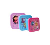 My sweety pop - Lote de 3 loncheras Gabby’s Dollhouse - Cajas de almuerzo apilables 11,5 cm - Niño - Guardería, infantil, escuela, vacaciones - Rosa/Morado/Azul