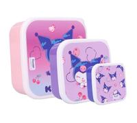 My sweety pop | Set de 3 cajas de aperitivos Kuromi para niños | Cajas de aperitivos sin BPA | Ideal para escuela, picnic y salidas | Diseño Kawaii Hello Kitty & Friends | Rosa y Violeta