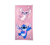 My sweety pop - Toalla de playa Stitch - Toalla de baño (70 x 140 cm, 100% poliéster, día de fiesta, idea de regalo, Stitch y Ángel), color rosa