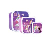 My sweety pop Unicorn Academy - Juego de 3 cajas de merienda (3 cajas, almuerzos para niños, guarderías, escuelas, vacaciones, comida (11,5 cm), color morado