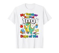 My Teacher Survived Days of Me Funny Dino School Camiseta