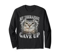 My Therapist Gave Up Bootleg Funny Silly Staring Cat Meme Manga Larga