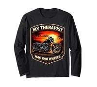My Therapist Has Two Wheels Chopper Motociclista Biker Sunset Manga Larga