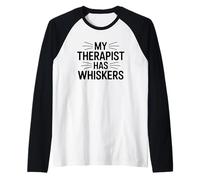 My Therapist Has Whiskers Camiseta Manga Raglan
